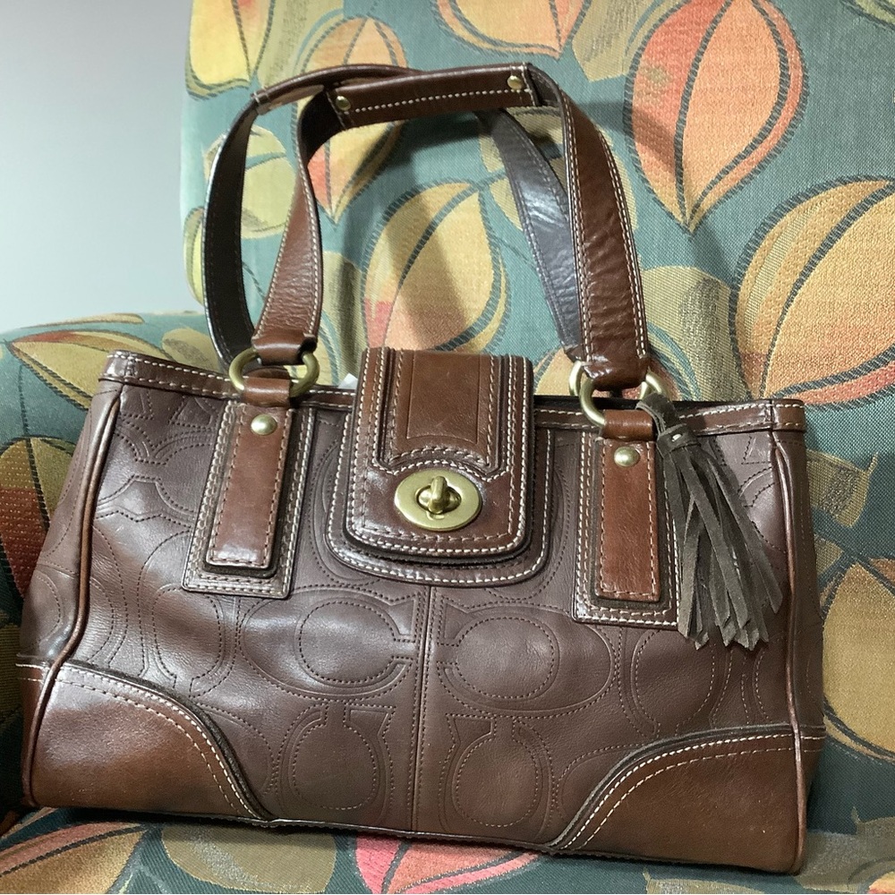 Coach Signature Embossed Hampton Bag